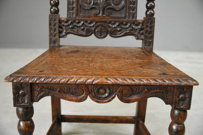 Single 17th Century Style Carved Oak Chair