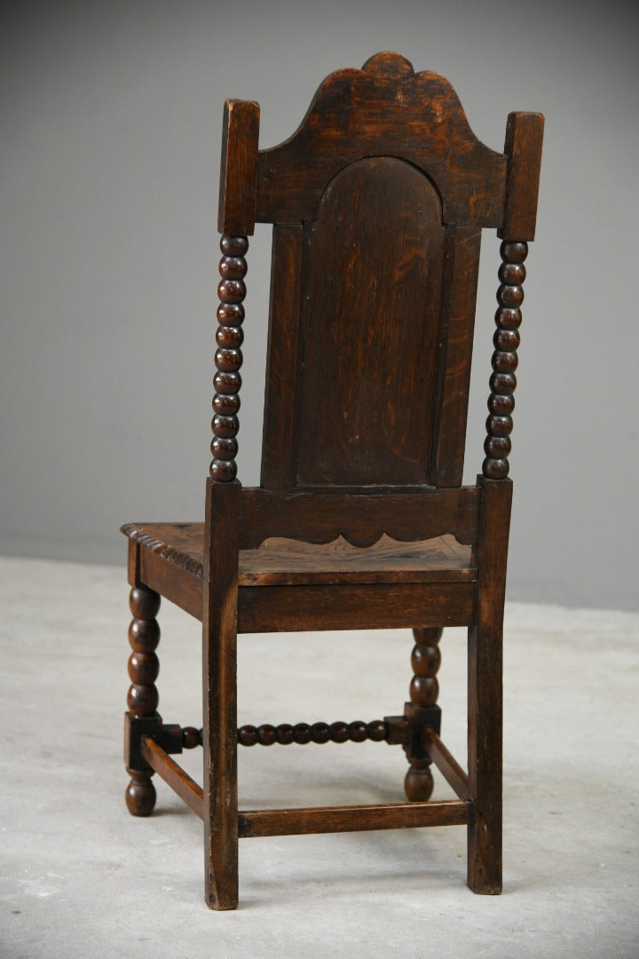 Single 17th Century Style Carved Oak Chair