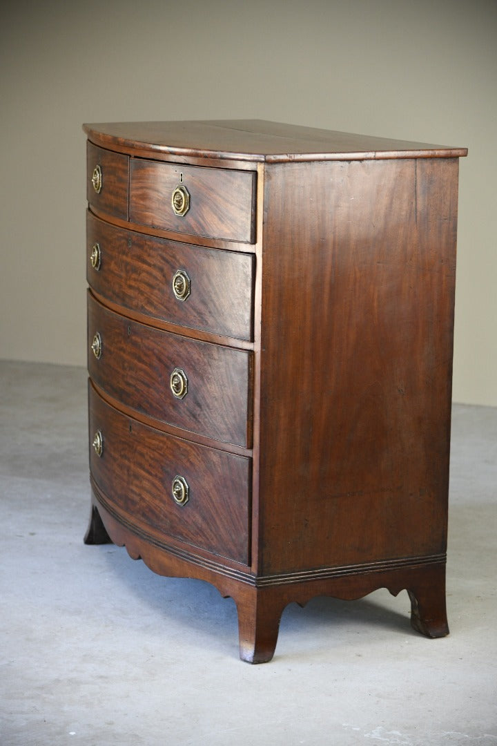 Antique Mahogany Bow Front Chest of Drawers