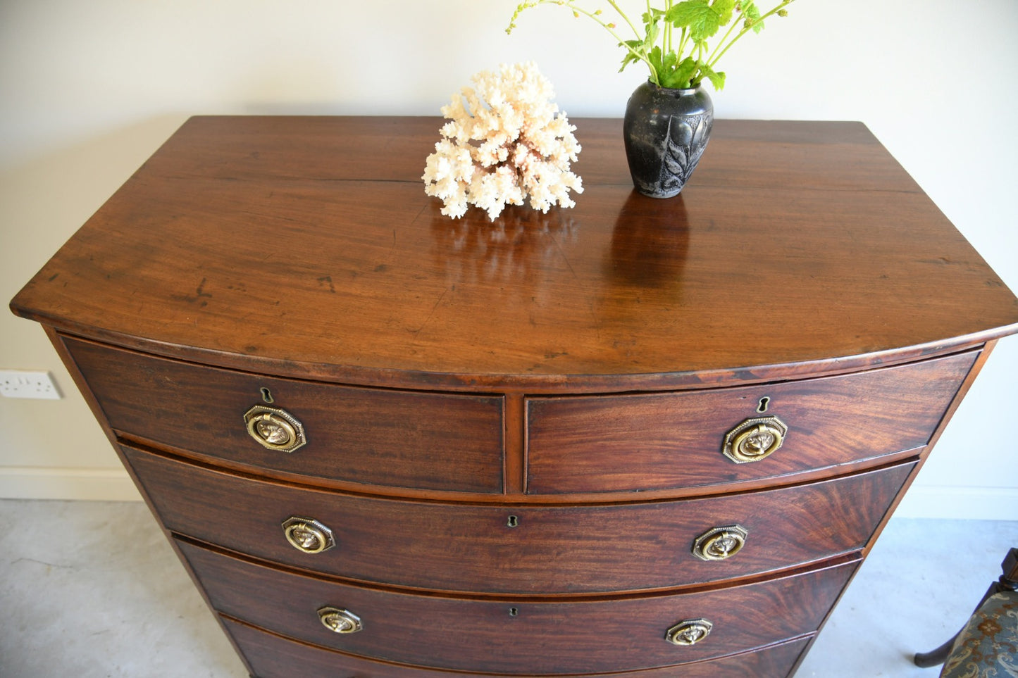 Antique Mahogany Bow Front Chest of Drawers