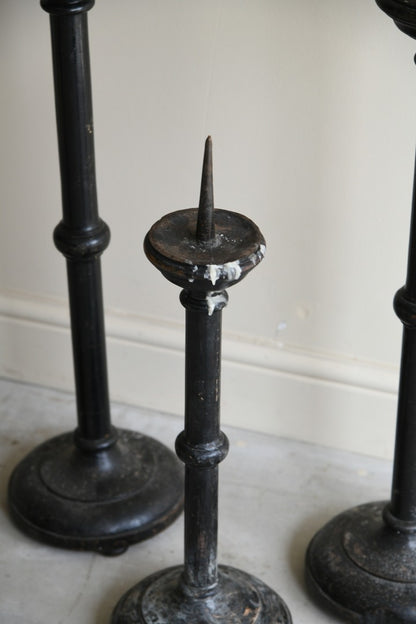 4 Ebonised Pricket Candle Sticks