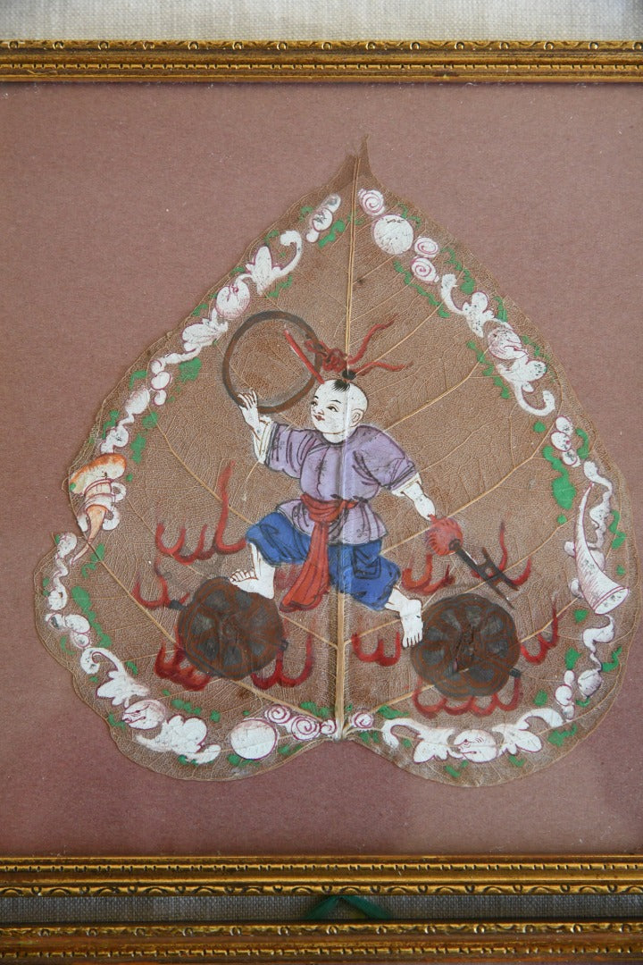 Pair Chinese Painted Leaves