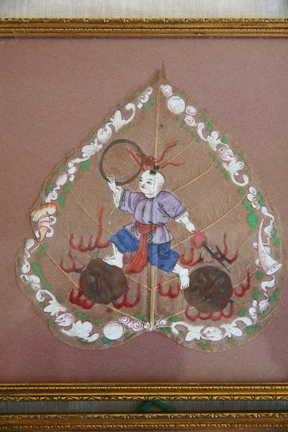 Pair Chinese Painted Leaves