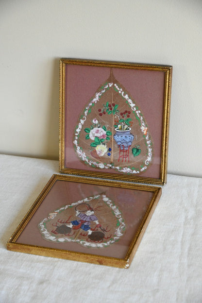 Pair Chinese Painted Leaves