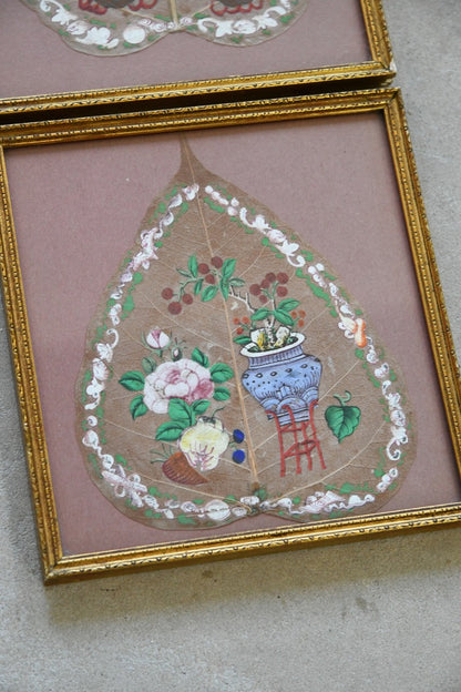 Pair Chinese Painted Leaves