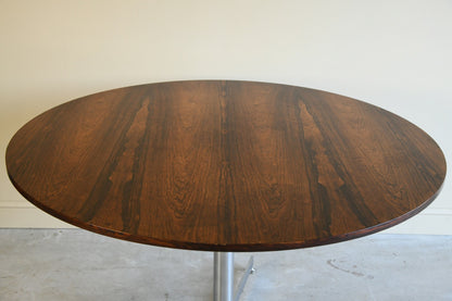 Mid Century Chrome & Rosewood Round Dining Table