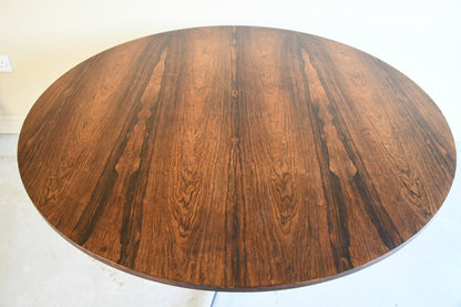 Mid Century Chrome & Rosewood Round Dining Table