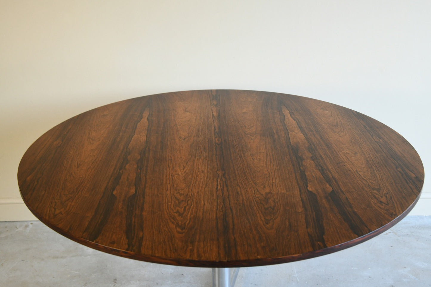 Mid Century Chrome & Rosewood Round Dining Table