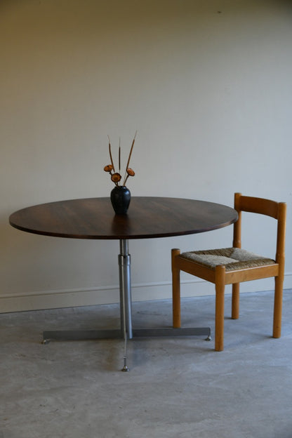 Mid Century Chrome & Rosewood Round Dining Table