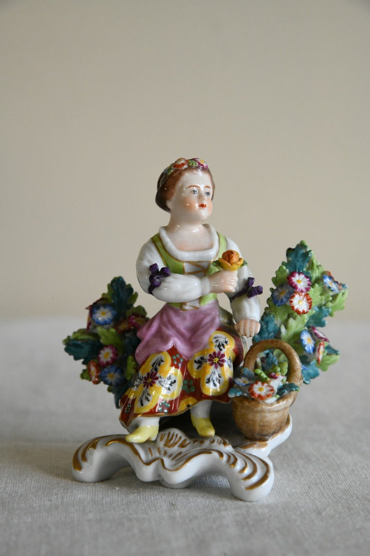 Ornament Girl and Basket of Flowers