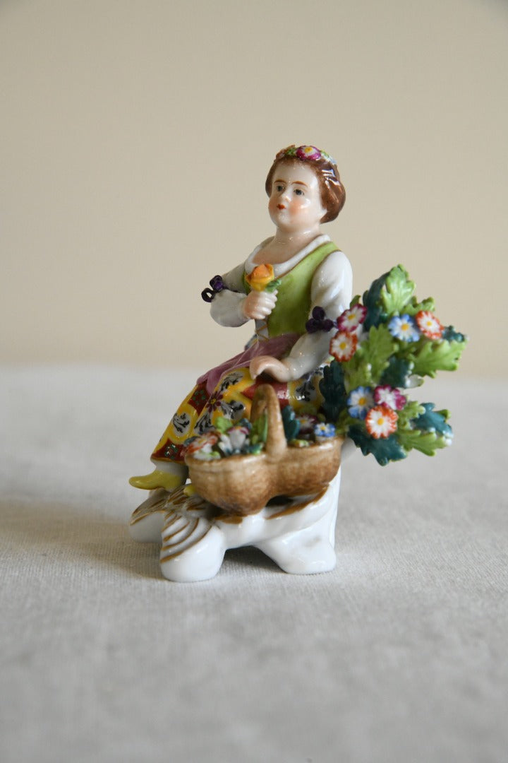 Ornament Girl and Basket of Flowers