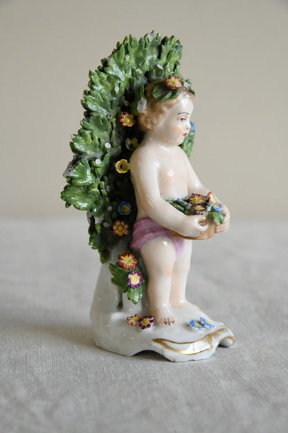 Vintage Porcelain Putti & Flower Basket