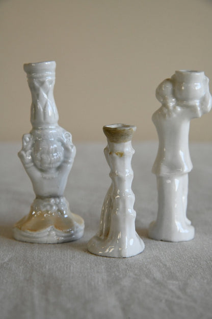 Three Small White Bud Vase