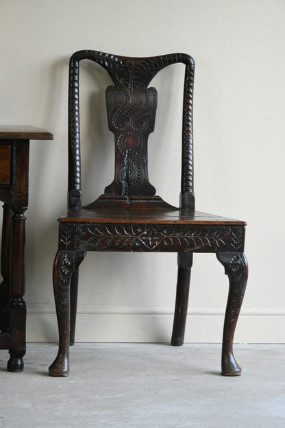 Pair Carved Oak Side Chairs