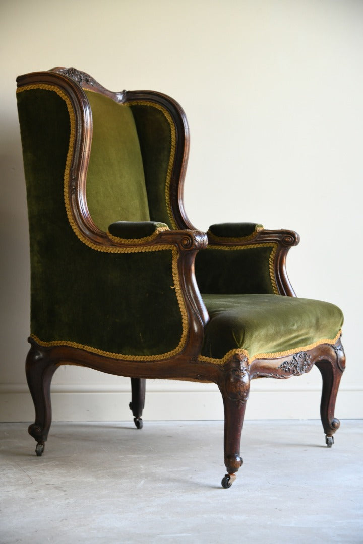 Pair Oak Upholstered Armchairs