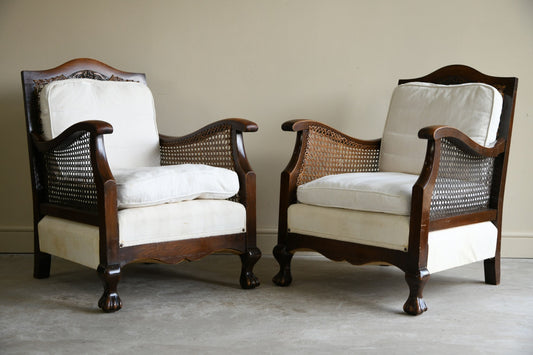 Pair Early 20th Century Bergere Chairs