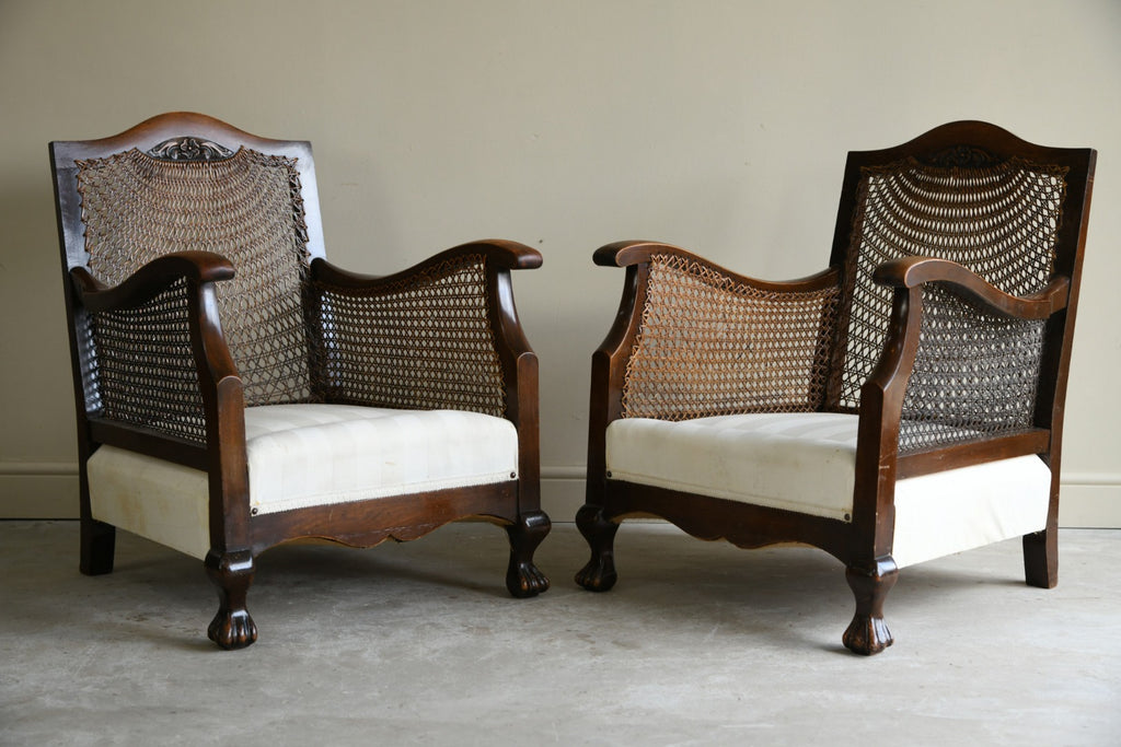 Pair Early 20th Century Bergere Chairs