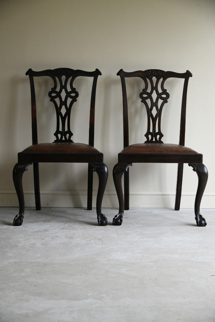 Pair Chippendale Dining Chairs