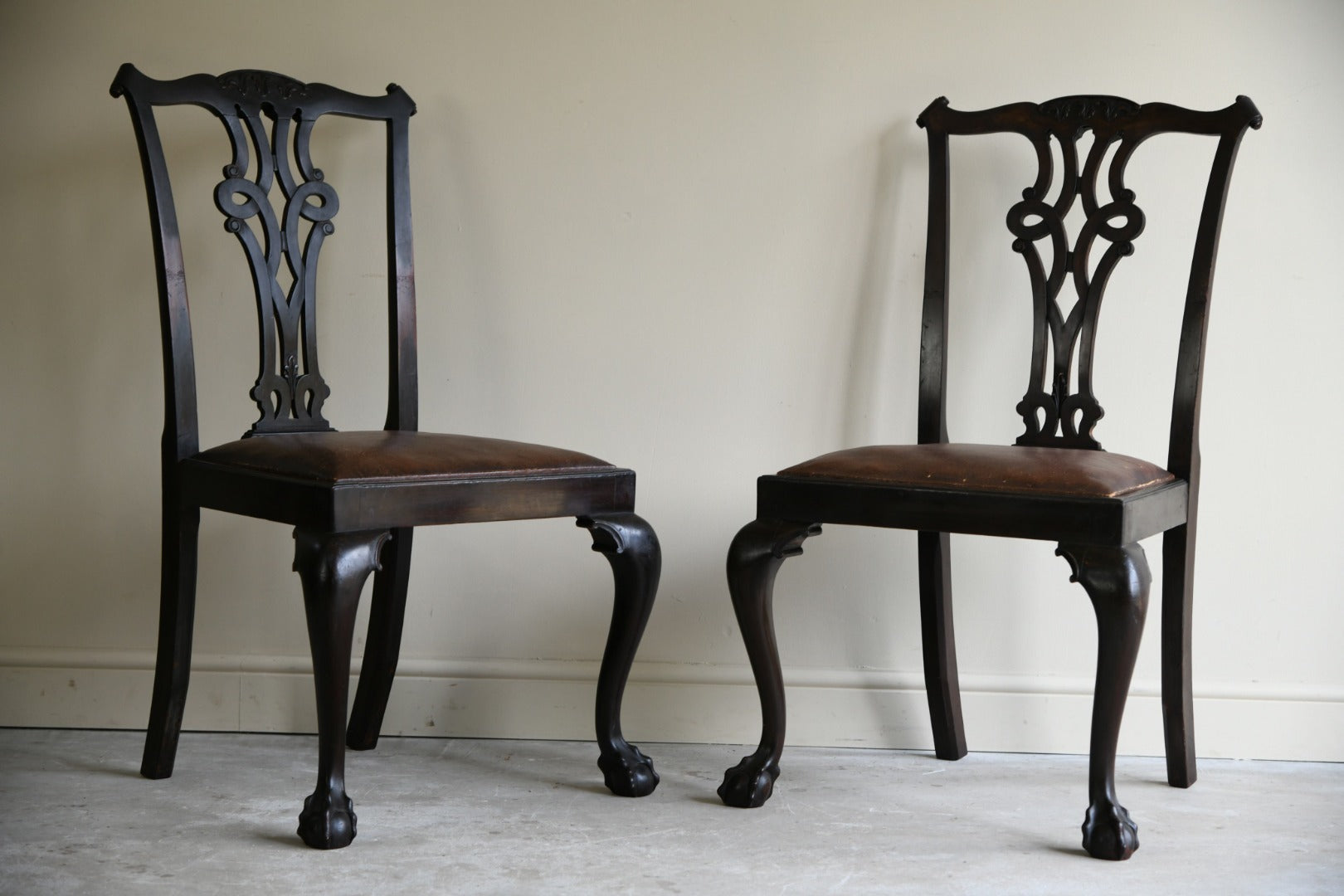 Pair Chippendale Dining Chairs