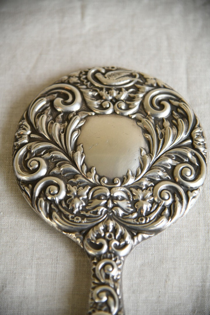 Antique Repousse Silver Hand Mirror