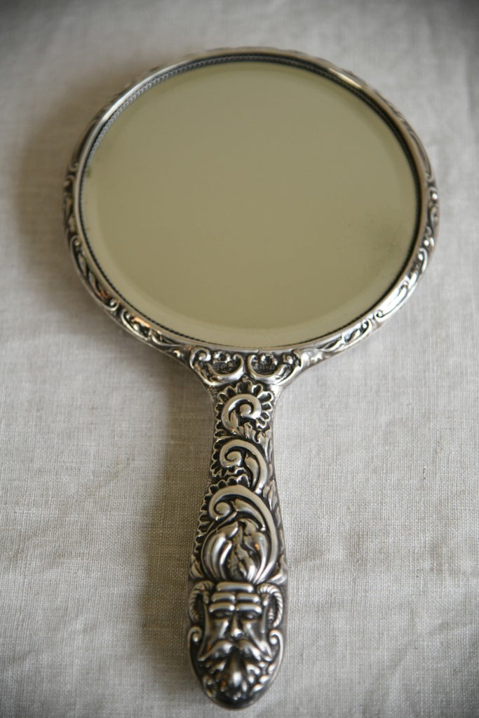 Antique Repousse Silver Hand Mirror