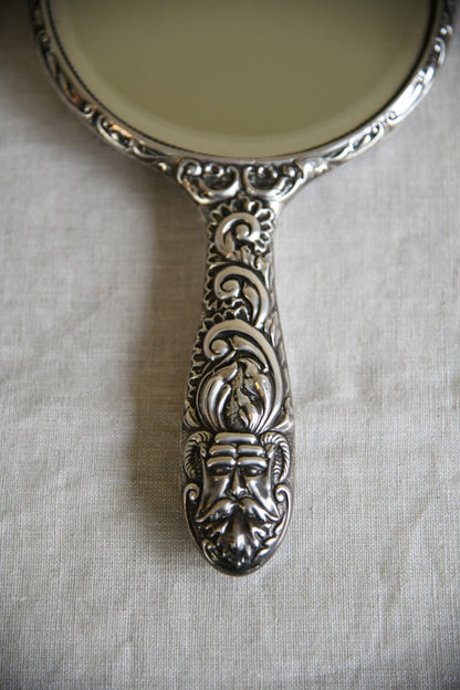 Antique Repousse Silver Hand Mirror