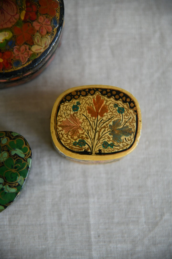 3 Vintage Indian Papier Mache Pots