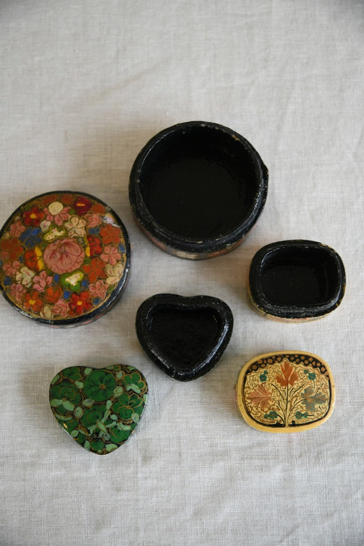 3 Vintage Indian Papier Mache Pots