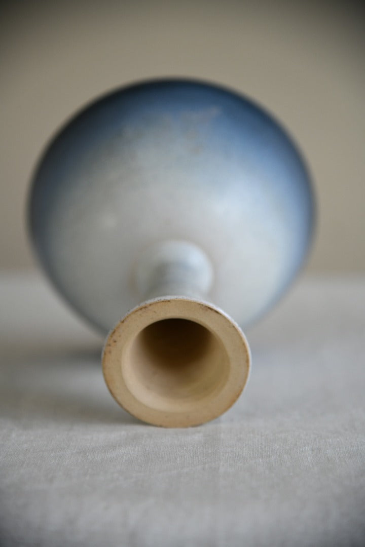 Vintage Blue Glazed Stemmed Bowl