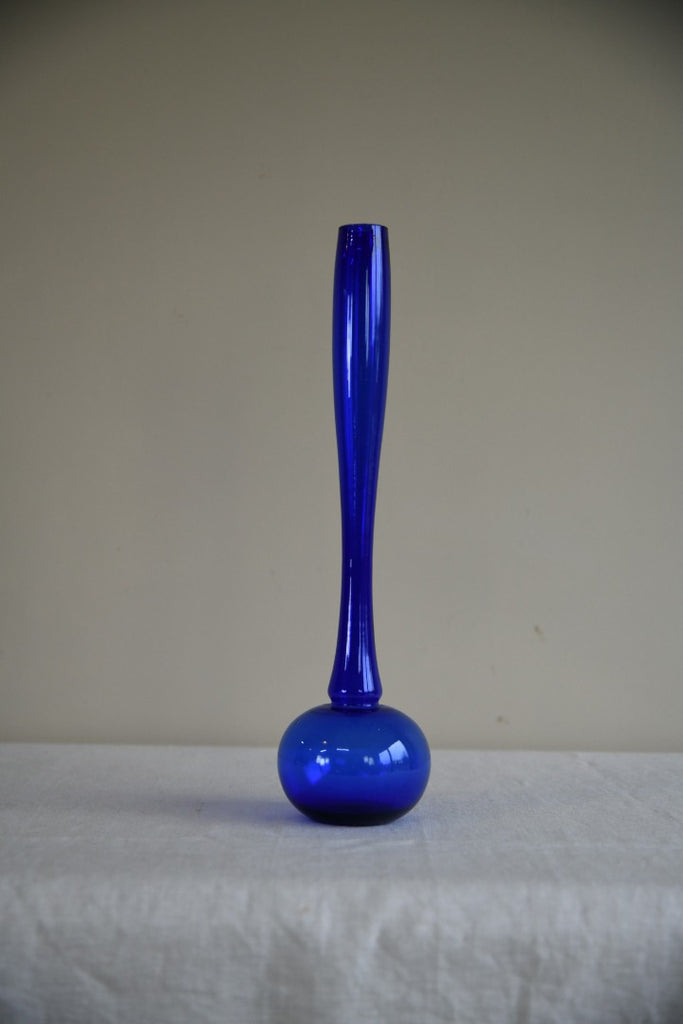 Vintage Swedish Style Blue Glass Vase