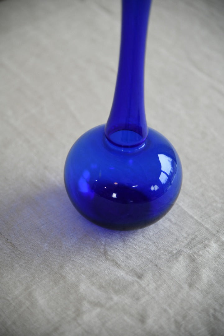 Vintage Swedish Style Blue Glass Vase