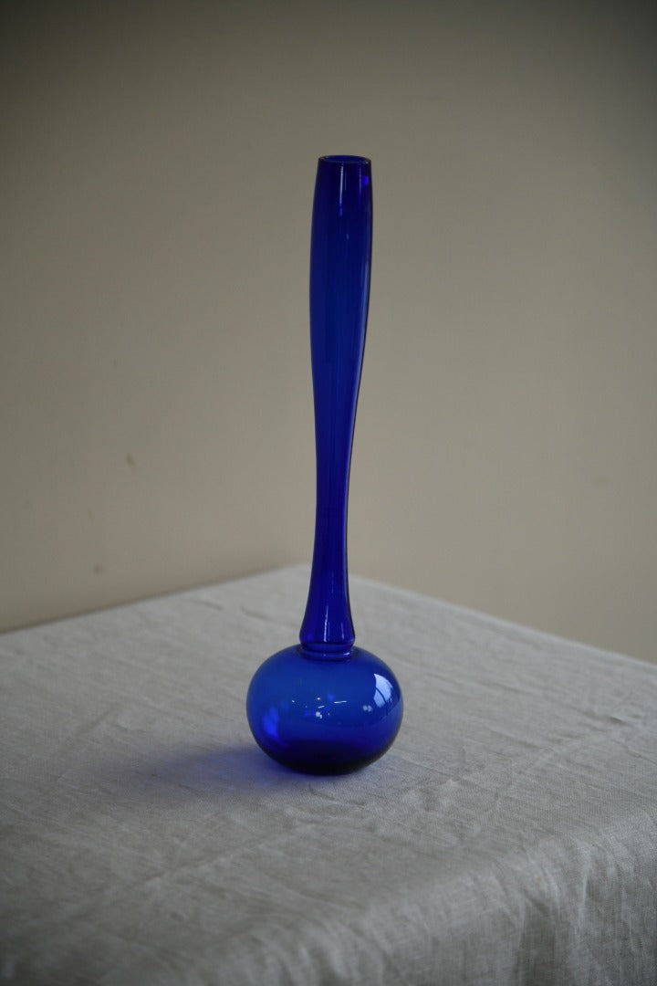 Vintage Swedish Style Blue Glass Vase