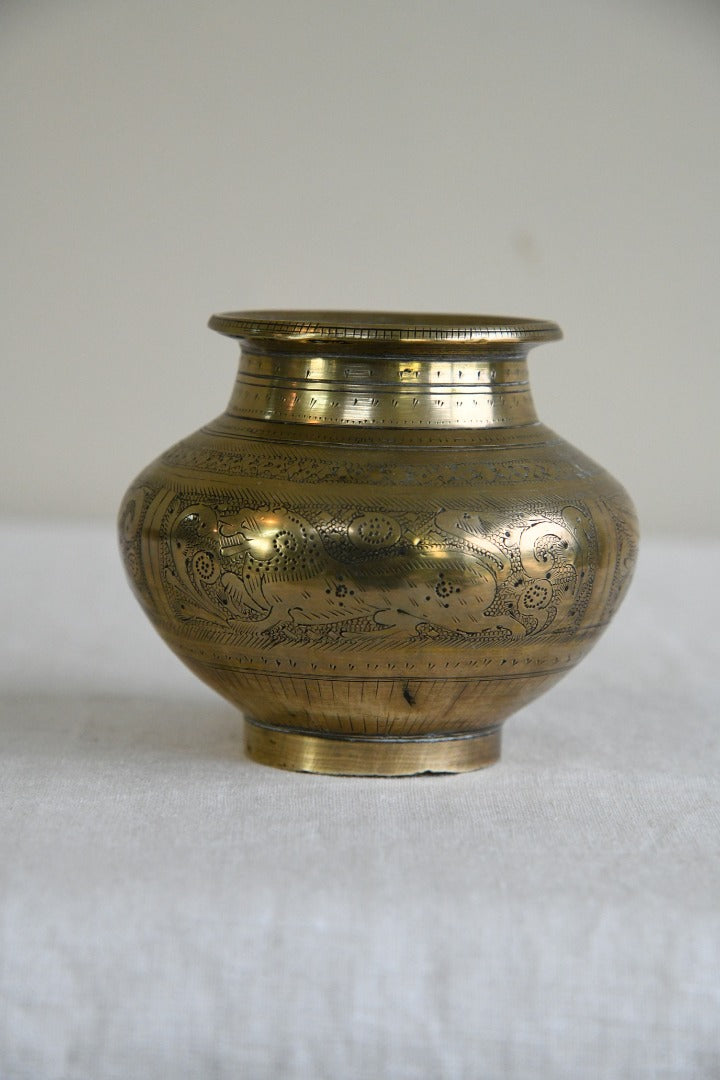 Indian Engraved Brass Pot