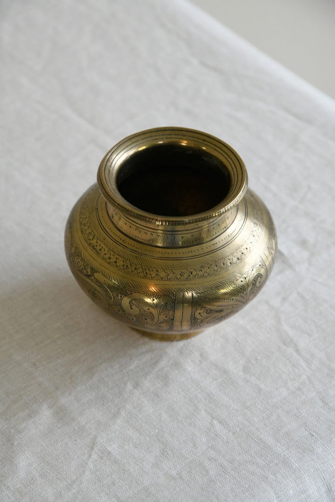 Indian Engraved Brass Pot