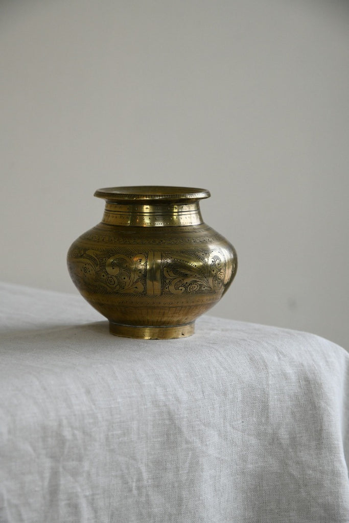 Indian Engraved Brass Pot
