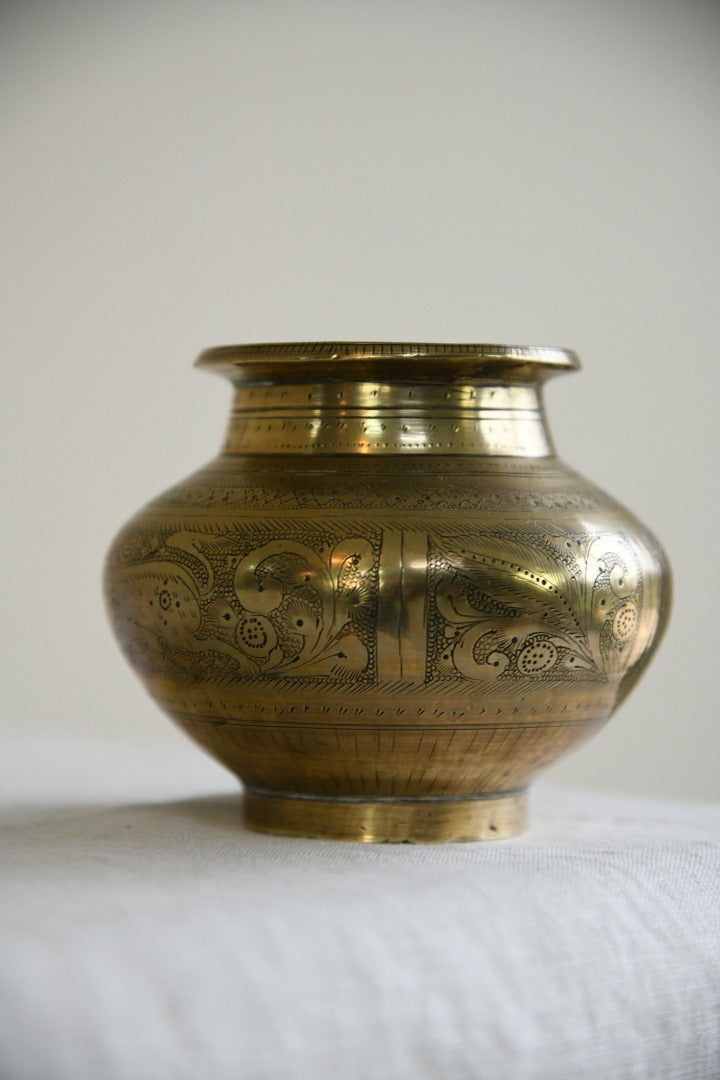 Indian Engraved Brass Pot