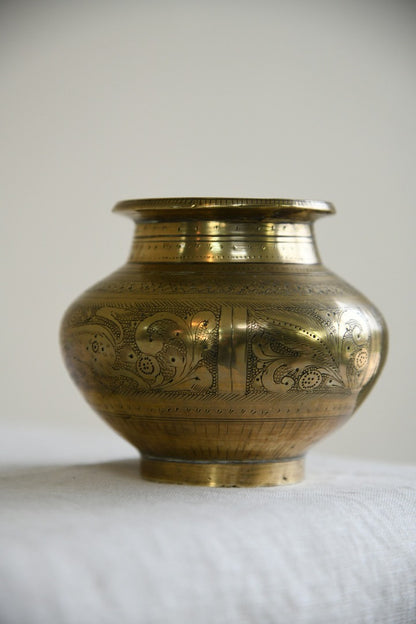 Indian Engraved Brass Pot