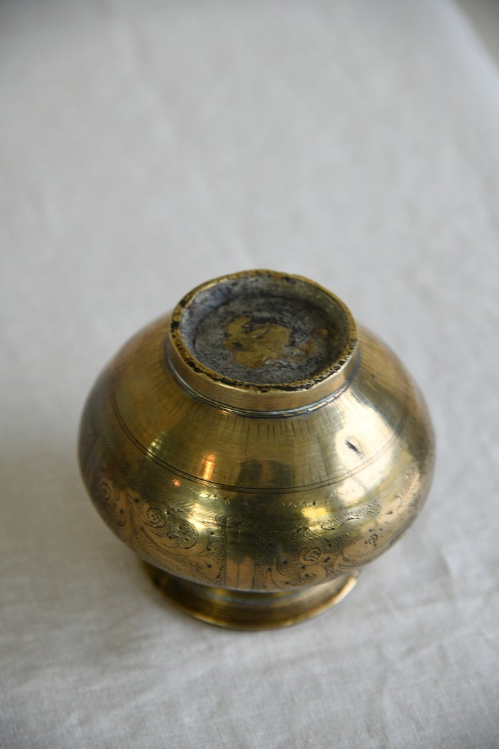 Indian Engraved Brass Pot