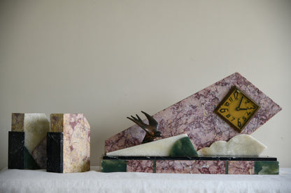 Marble Art Deco Mantle Clock