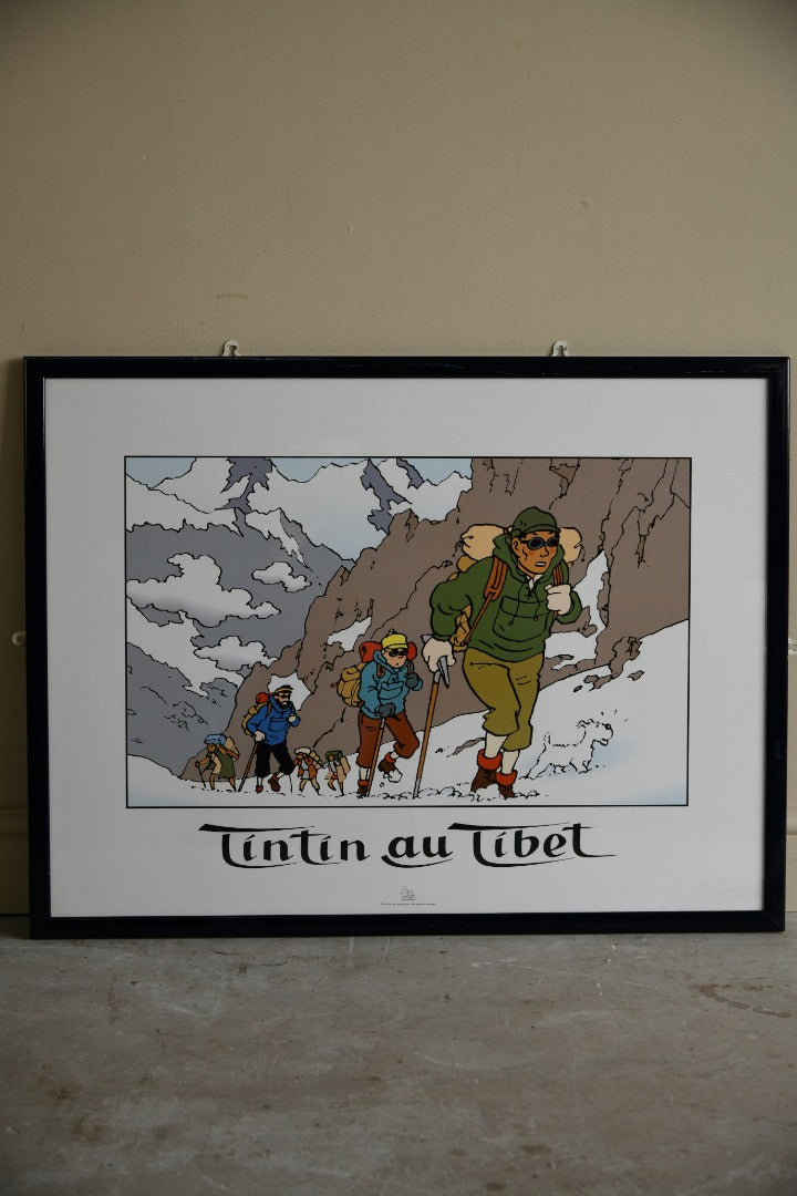 Vintage Framed Tintin Poster - Tintin Au Tibet - Herge Moulinsart