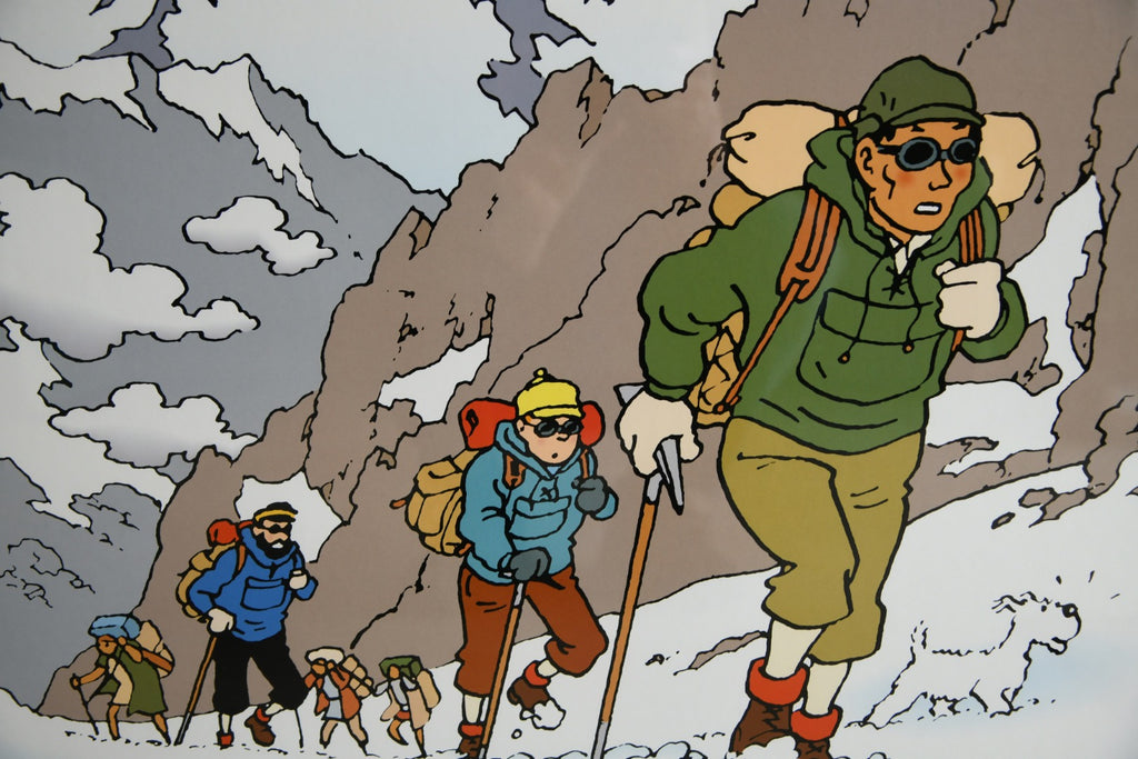 Vintage Framed Tintin Poster - Tintin Au Tibet - Herge Moulinsart