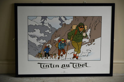 Vintage Framed Tintin Poster - Tintin Au Tibet - Herge Moulinsart