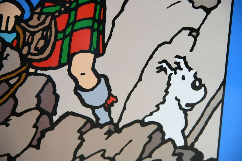 Vintage Framed Tintin Poster - L'ile Noire - Herge Moulinsart