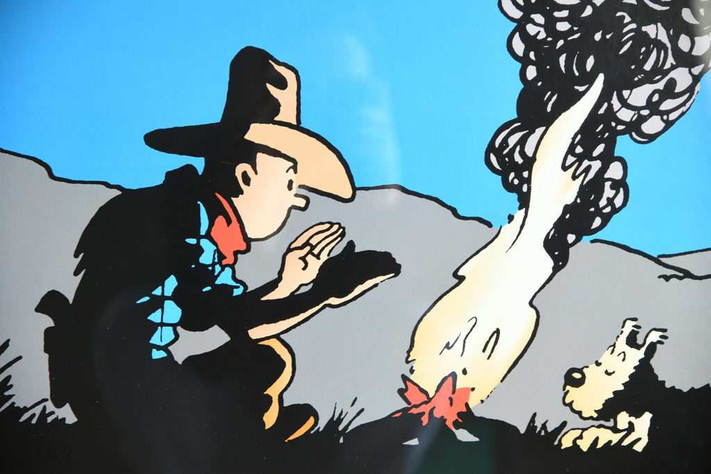 Vintage Tintin Framed Poster - En Amerique - Herge Moulinsart