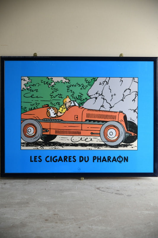 Vintage Framed Tintin Poster - Les Cigares Du Pharaon - Herge Moulinsart