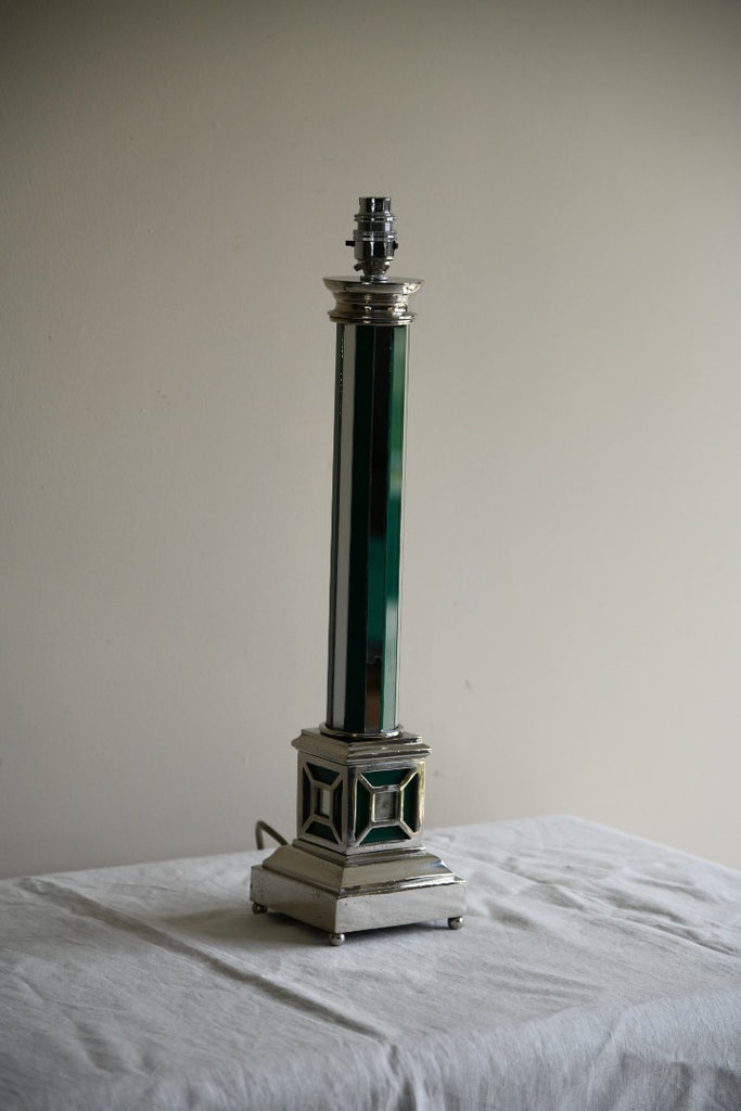 Silver Tone & Mirror Table Lamp