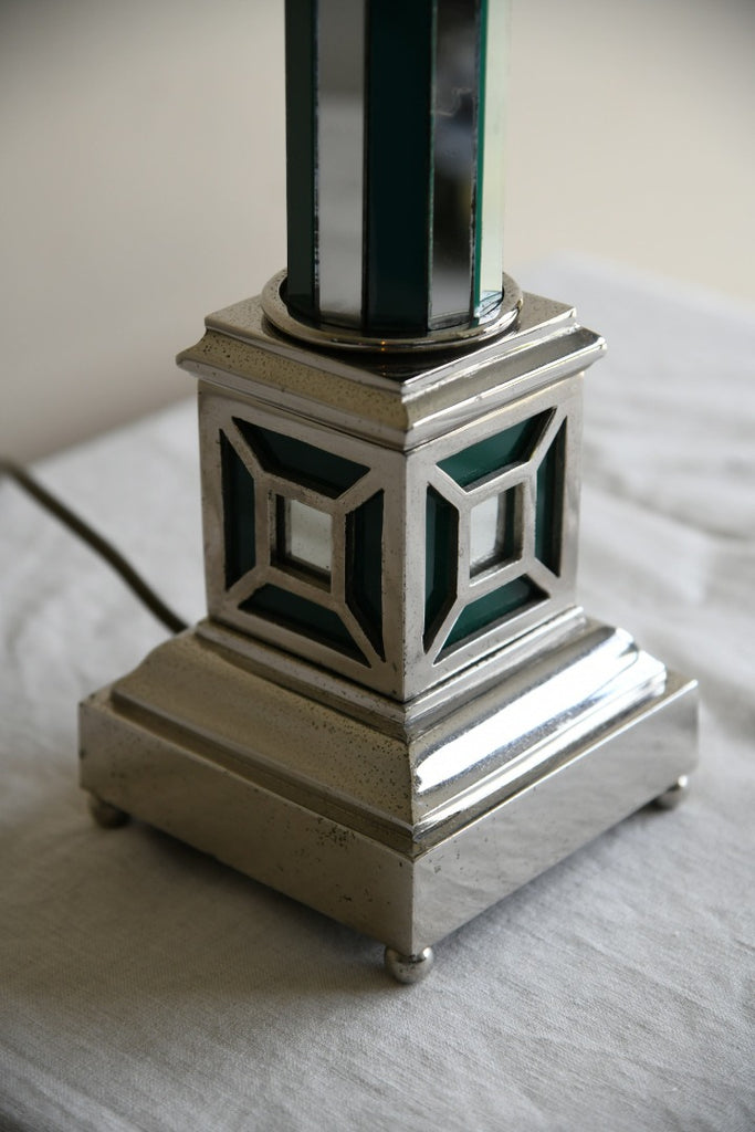 Silver Tone & Mirror Table Lamp
