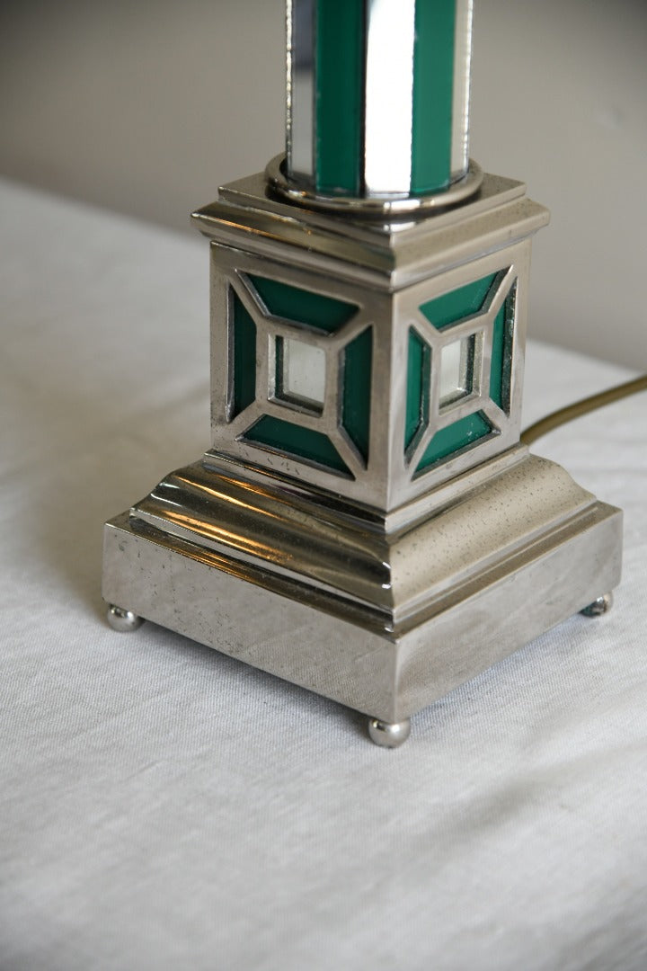 Silver Tone & Mirror Table Lamp