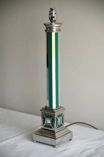 Silver Tone & Mirror Table Lamp