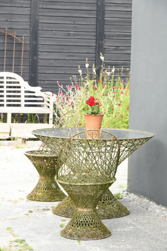 Russell Woodard Style Vintage Fibreglass Garden Table & 2 Chairs